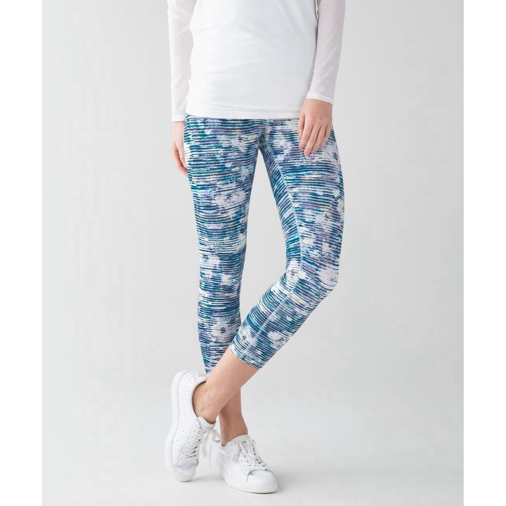 Lululemon Wunder Under Crop High Rise Blurry Belle Multi Luon Stretch Sz…